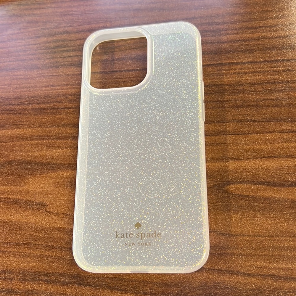 Kate Spade iPhone 13 pro case (white/clear glitter)